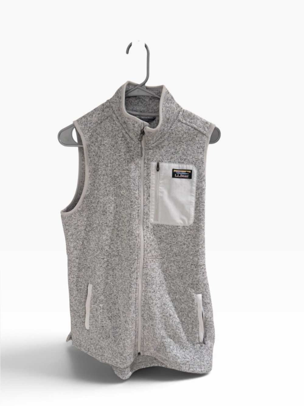 L.L.Bean Women's M Regular Gray Full Zip Vest w/ Pockets, Logo